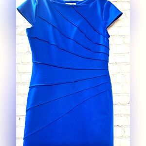 London Times Blue Cap Sleeve Crew Neck Sheath Dress size 10
